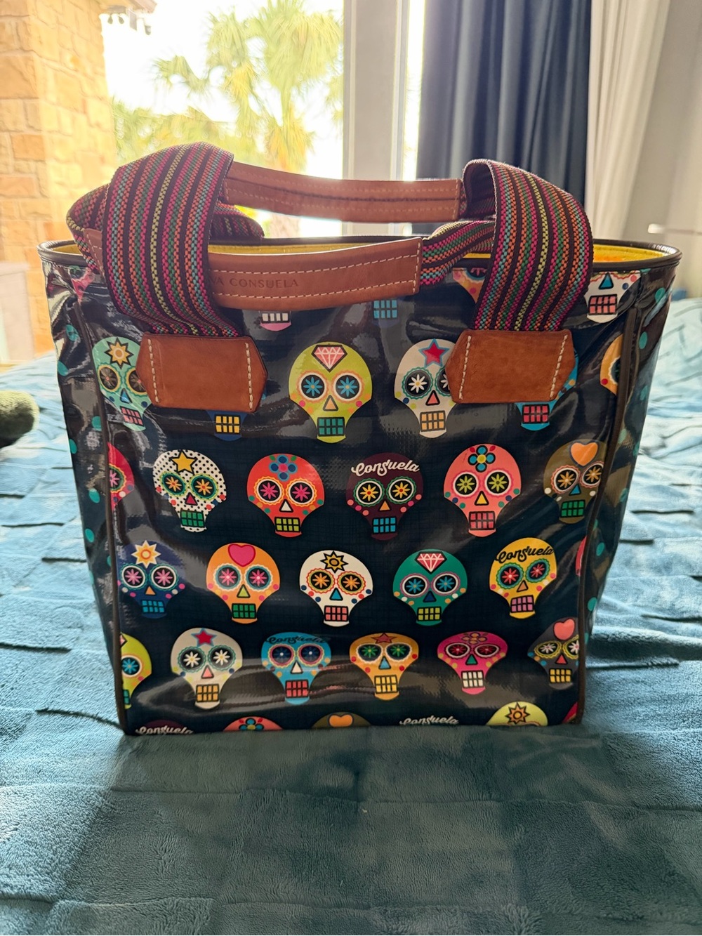 Consuela Classic Tote Multi Sugar Skull pattern